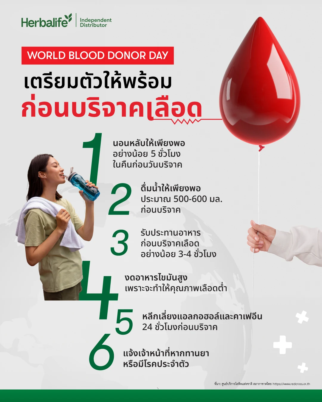 อินโฟกราฟิก 6 ข้อเตรียมตัวก่อนบริจาคเลือด