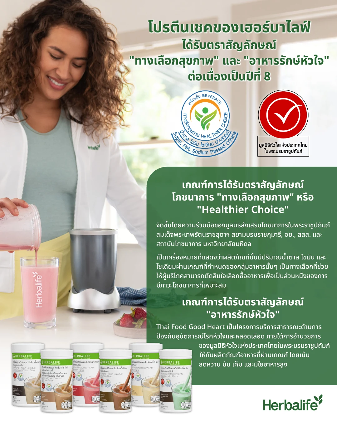 โปรตีนเชคหลายรสชาติ พร้อมตราสัญลักษณ์โภชนาการ 2 แบบ