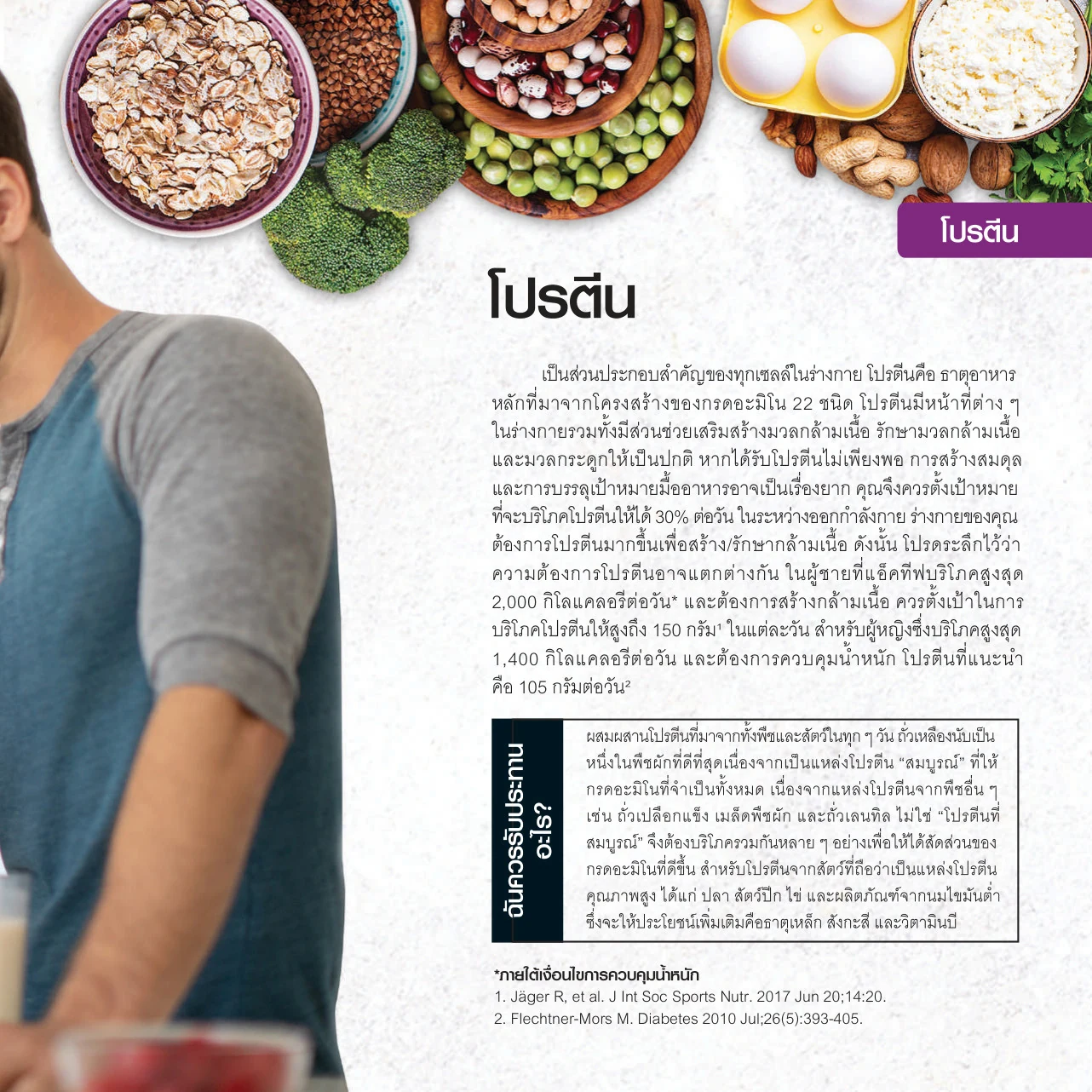 ข้าวโอ๊ต ถั่วหลากชนิด บร็อคโคลี ไข่ และชีส วางบนโต๊ะ